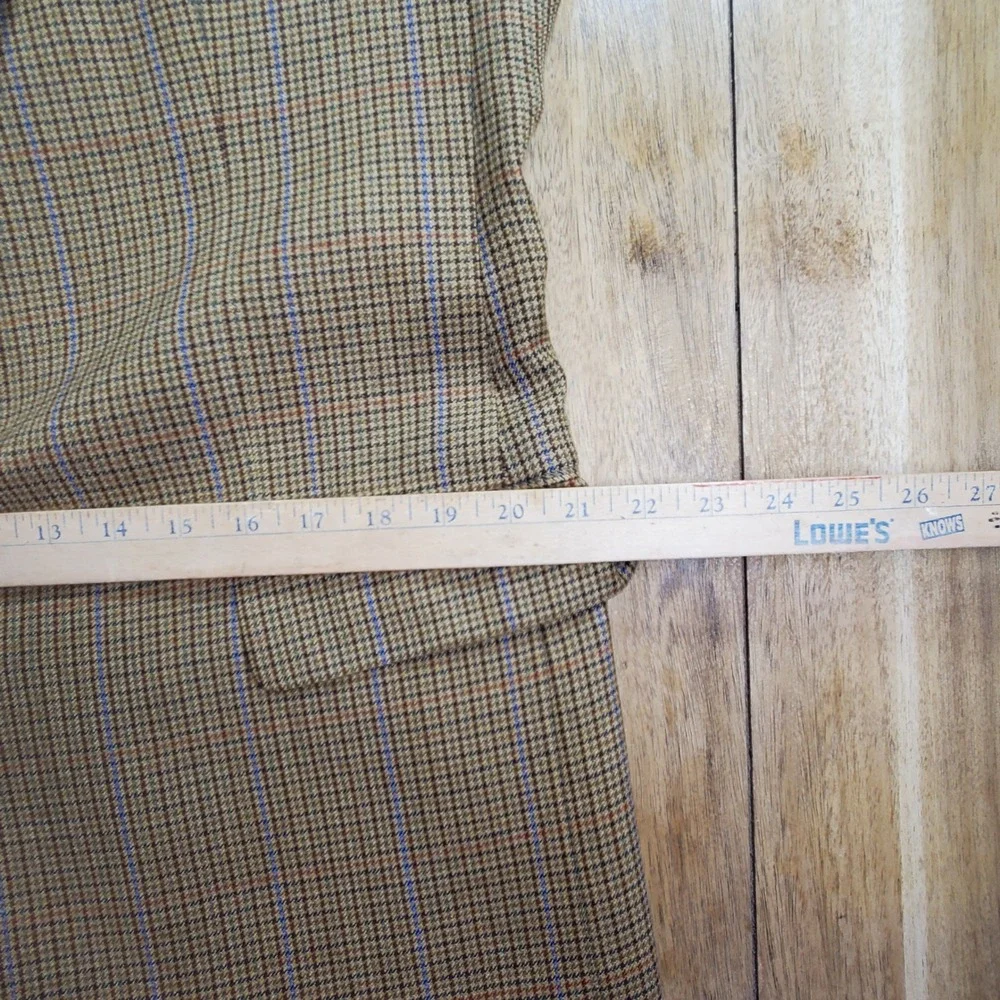 Vintage Brooks‎ Brothers Blazer Mens 42L Tan Wool Houndstooth Windowpane Italy